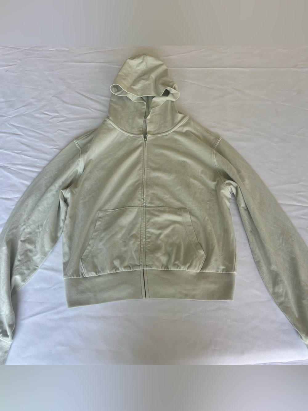 Skims Spearmint Green Cotton Jersey Zip Up Hoodie Size Large Womens